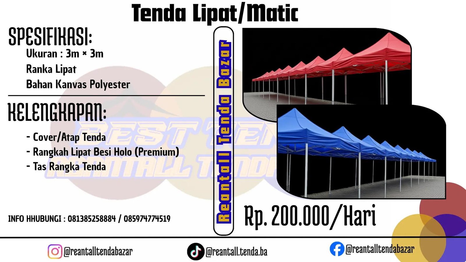Sewa Tenda Lipat Matic 3×3