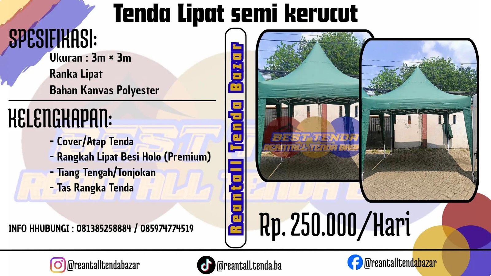 Sewa Tenda Lipat Semi Kerucut 3×3